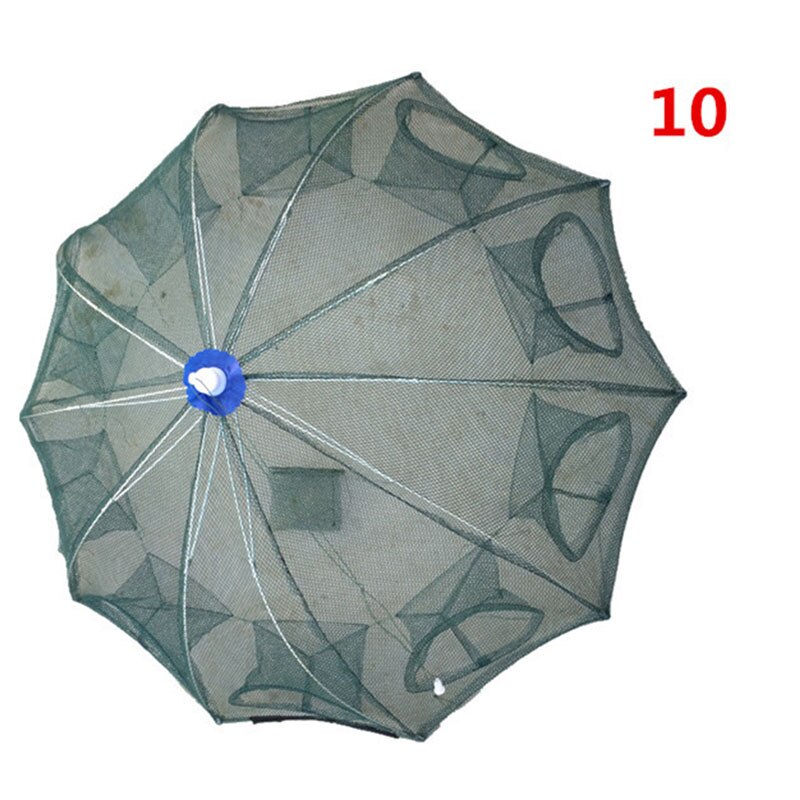 Folding fishing net fishing gear hand throw net fish with umbrella automatic fish protection fishing supplies: 10 holes