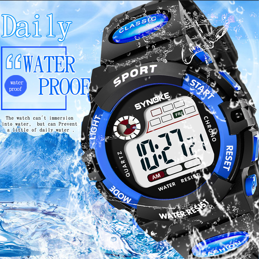 SYNOKE Student Kids Digitaal Horloge Sport Waterdicht Jongen Elektronisch Horloge Schokbestendig Multifunctioneel Lichtgevende Mode