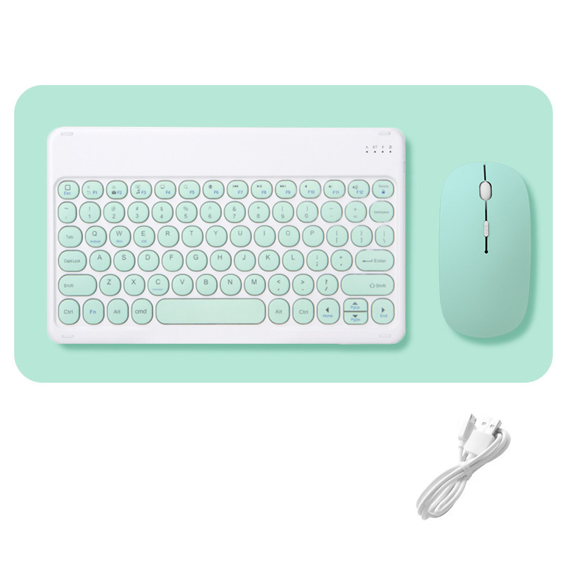 Teclado Universal de 10 pulgadas para teléfono, PC, tableta, Huawei, Samsung, Xiaomi, Bluetooth, iPad Pro 11, 12,9, , Air 4: round green mouse