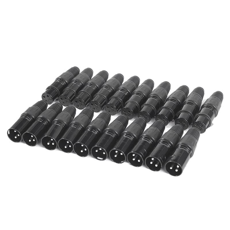 20Pcs 3Pin Xlr Male To Female Microphone Extension Cable Microphone Cables Plug Audio Socket Mic Audio Connector Adapter
