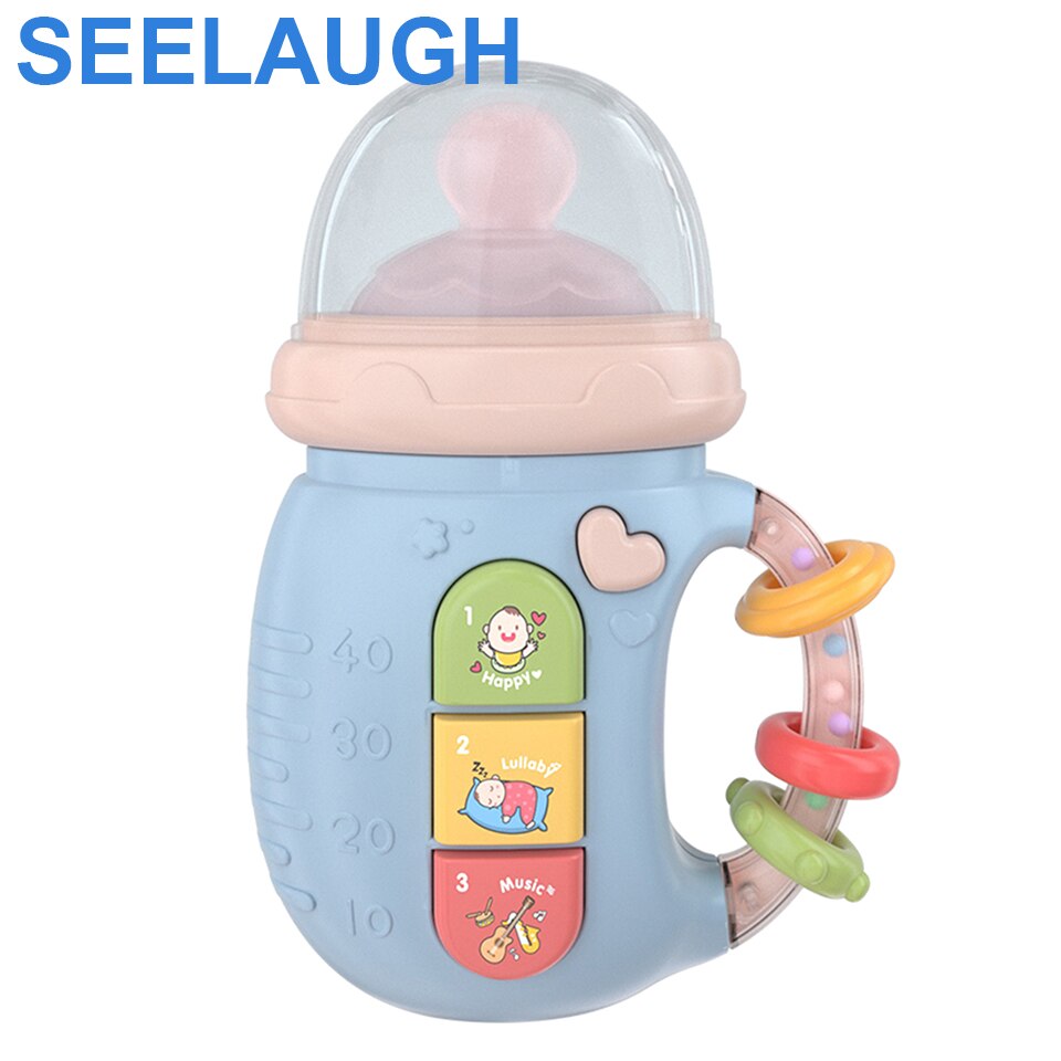 Seelaugh Multifunctionele Baby Telefoon Speelgoed Bijtring Rammelaar Elektronische Zuigfles Muziek Speelgoed Vroege Educatief Machine F: blue