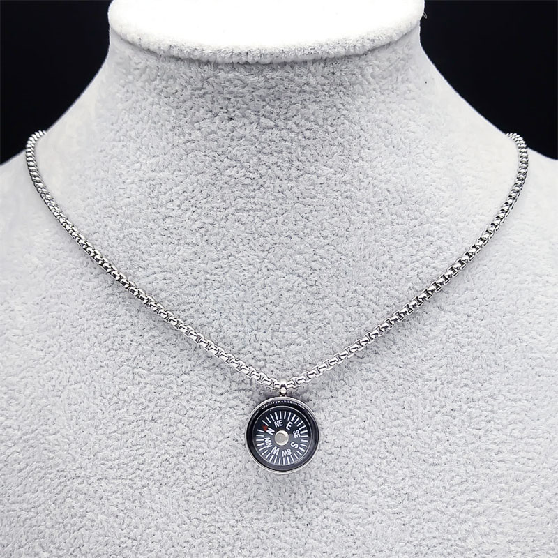 Collana con ciondolo bussola alla moda per donna/uomo collane colore argento in acciaio inossidabile regali di natale gioielli colar feminino: Luce di Colore Giallo Oro