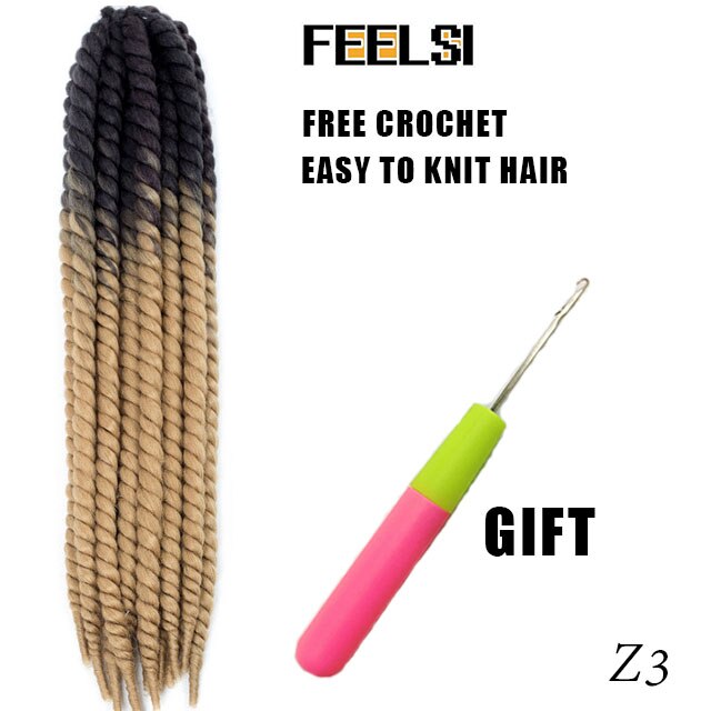 Havana Mambo Twist Hair Crochet Braids 22'' 120g 20 Color Ombre Synthetic Crochet Hair Braiding Hair FEELSI Purple: P1B/30