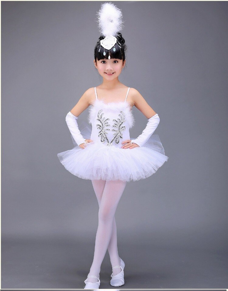 Hvid svane ballet kostume sommer tutu gymnastik trikot ballerina tøj børn sceneshow ballet til piger børn – Grandado
