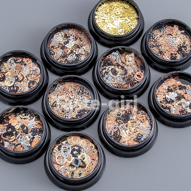 1garnek boże narodzenie metalowe ozdoby robić paznokci folia cekiny paznokci kawałek naklejki naciśnij na sztuczne paznokcie akcesoria manicure dostarcza narzędzie