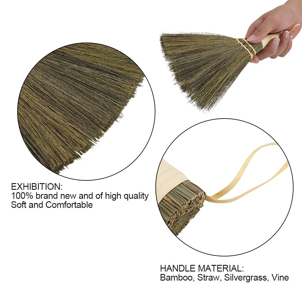 Household Manual Straw Braided Small Broom Handmade Dust Floor Cleaning Sweeping Broom Soft Hos