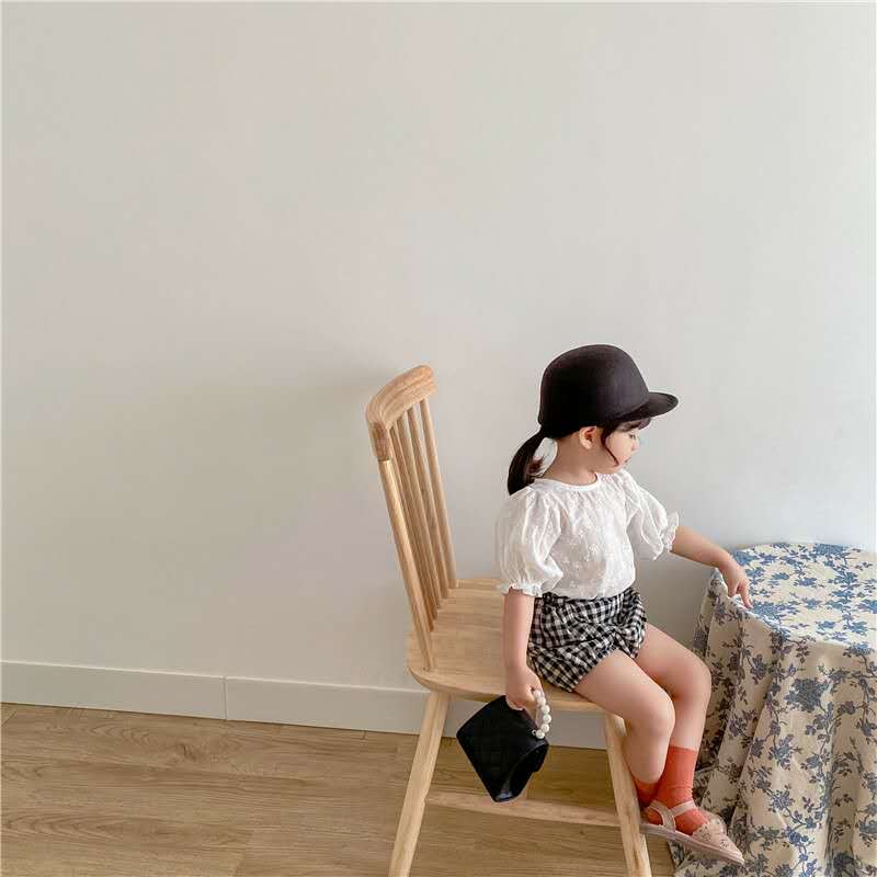sommer neue Koreanische mädchen höhlte heraus Baby hemd Spitzen Baby Puff hülse kurzen ärmeln Baby Shirt