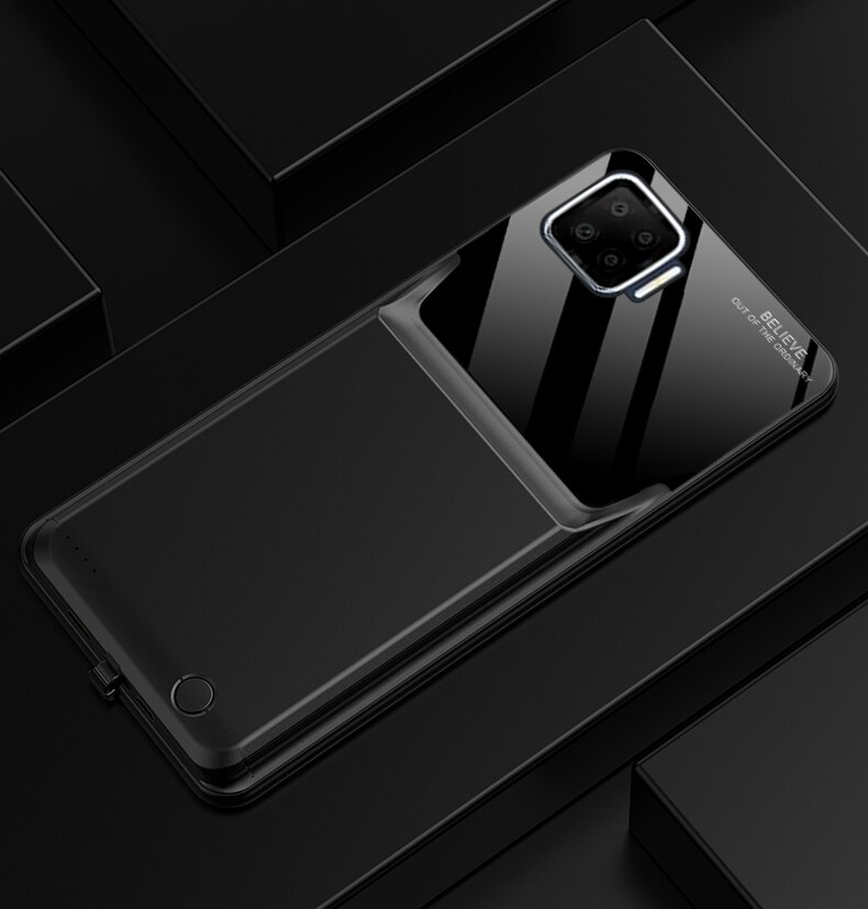 Quling 10000 Mah Voor Oppo F17 Batterij Case Batterij Oplader Bank Power Case Voor Oppo F17 Batterij Case: Black
