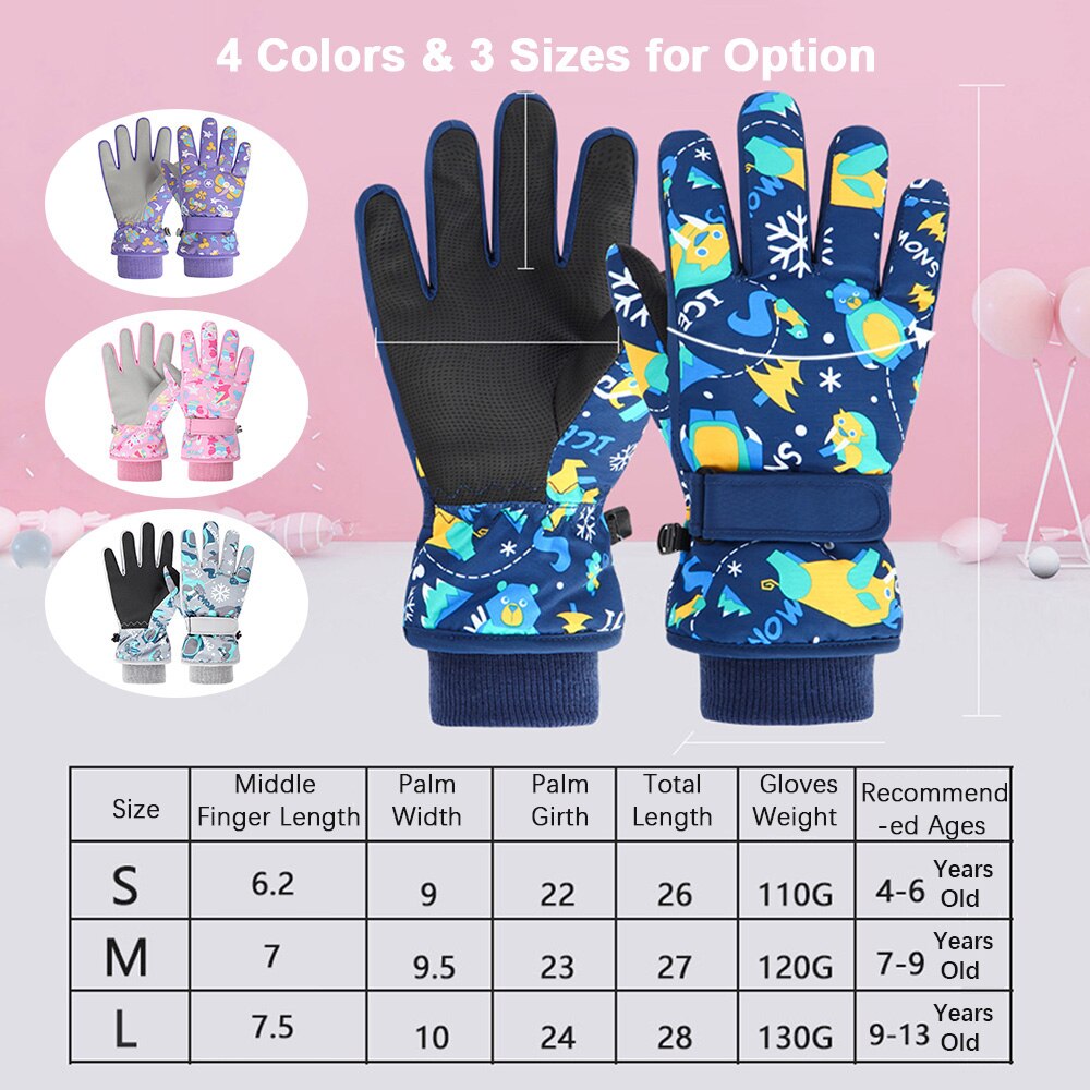 I più nuovi guanti da sci per bambini guanti invernali impermeabili guanti da neve caldi e confortevoli con motivi carini per bambini sci snowboard