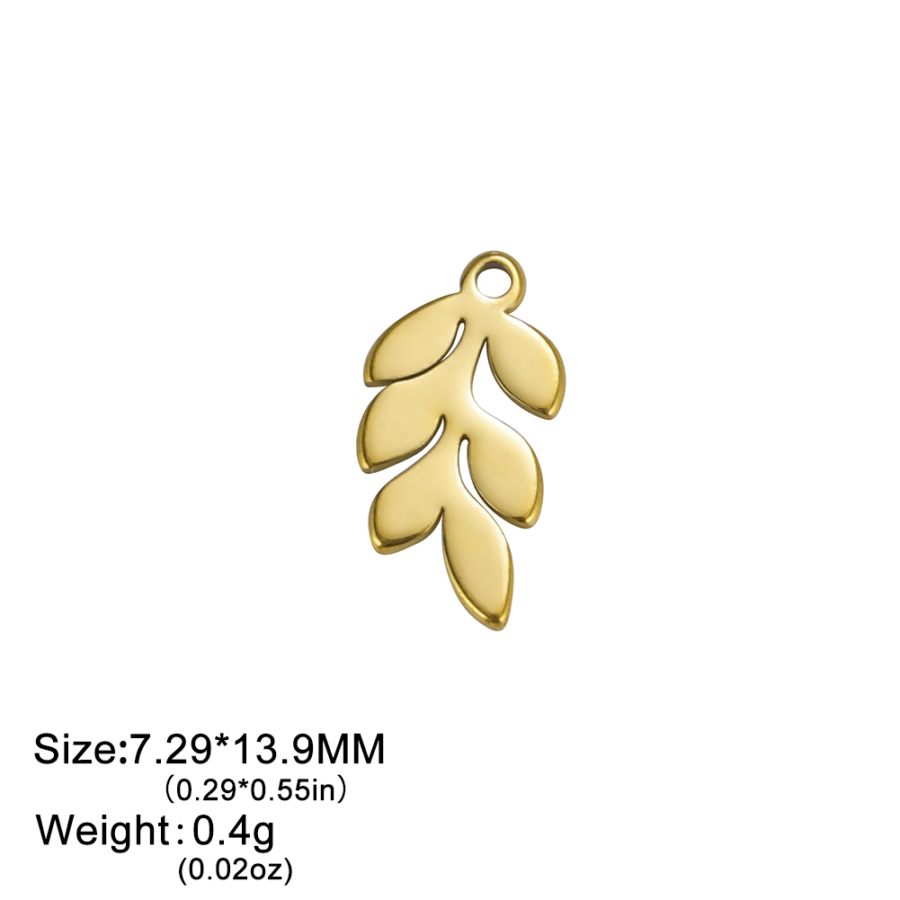 Skyrim 5pcs/lot Leaves Charms for Jewelry Making Stainless Steel Gold Color DIY Pendant for Earring Necklace Bracelet: BROWN