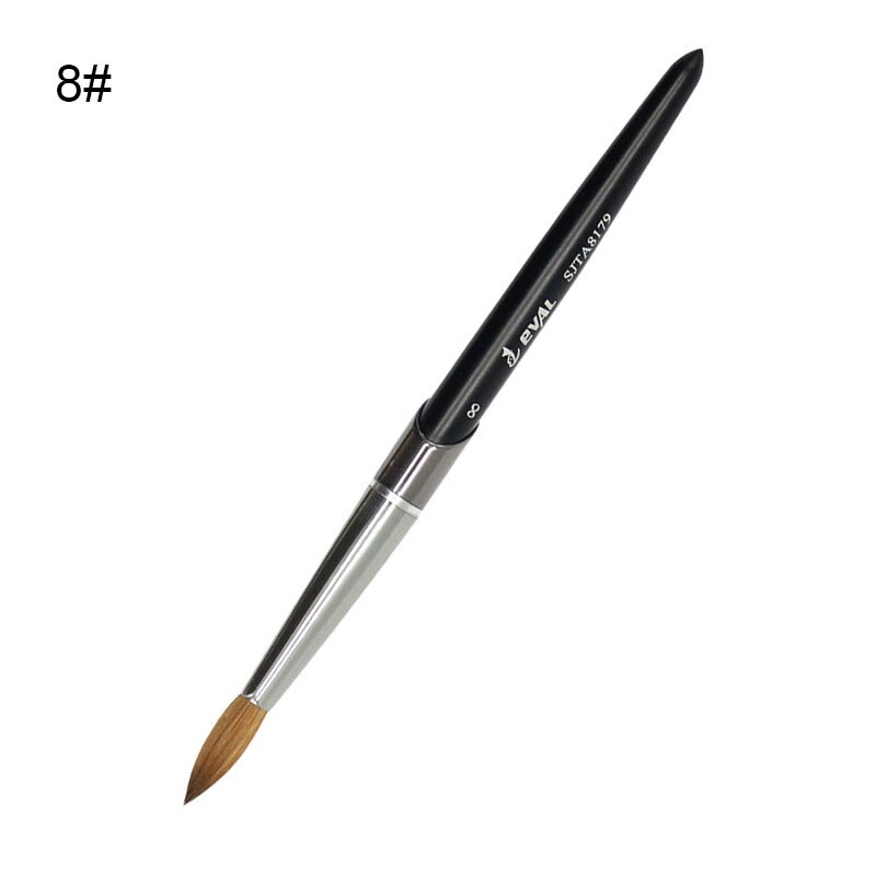 Eval Nail Brush Kolinsky Sable Nail Paint Brush UV Gel Acrylic Nail Art Brush Set Nail Beauty Tools: Black size 8