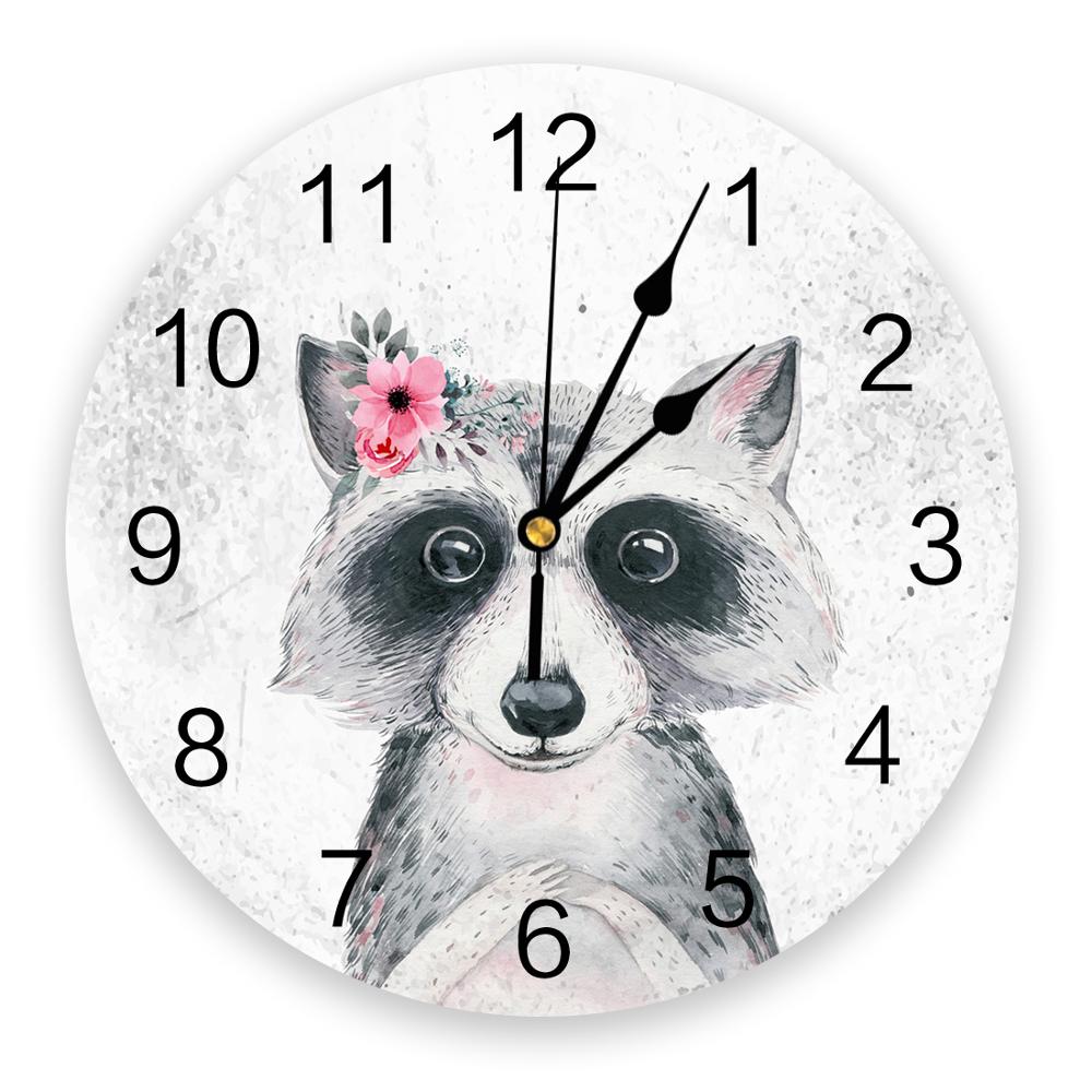 Ratons laveurs beaux ratons laveurs animaux PVC horloge murale salon chambre mur horloge numérique maison Decore horloge murale moderne: 1