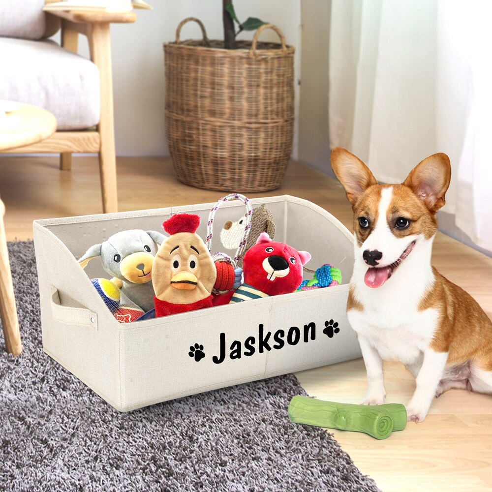 Custom Hond Speelgoed Opbergdoos Opvouwbare Kat Honden Opbergmand Gratis Print Naam Paw Pet Organizer Manden Voor Honden Katten Huisdier Benodigdheden