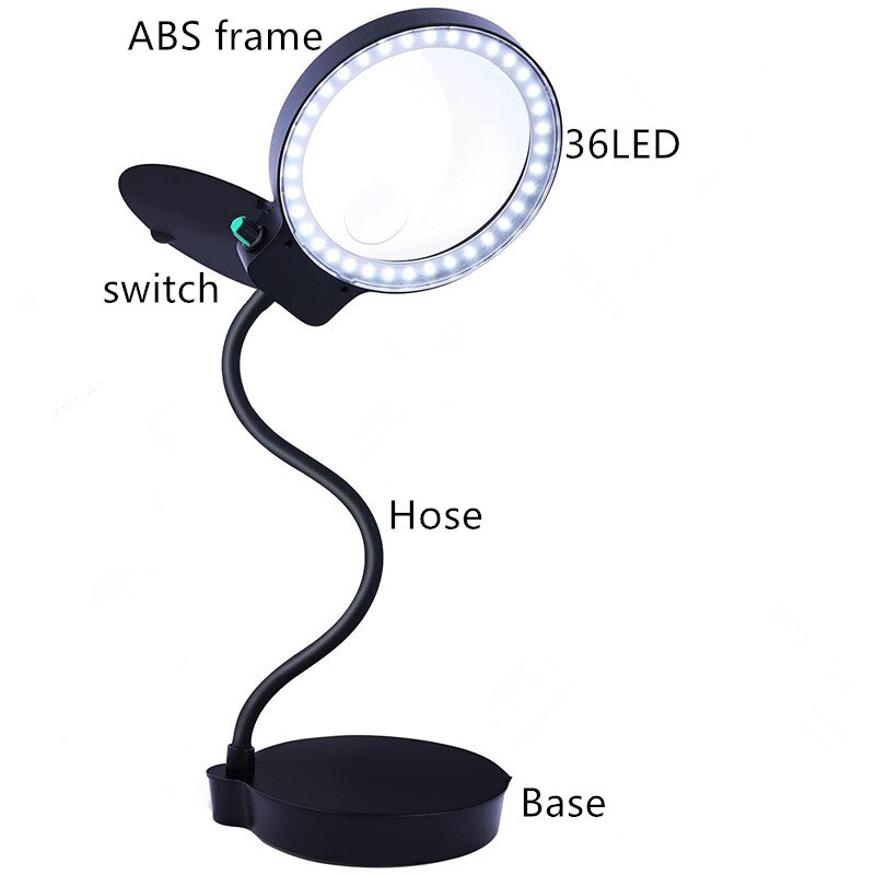 2 in 1 3X 10X Magnifying Lens Desk Lamp Adjustable Gooseneck Table and Desk Lamp USB Powered Magnifier Glass with 33 LED Lights