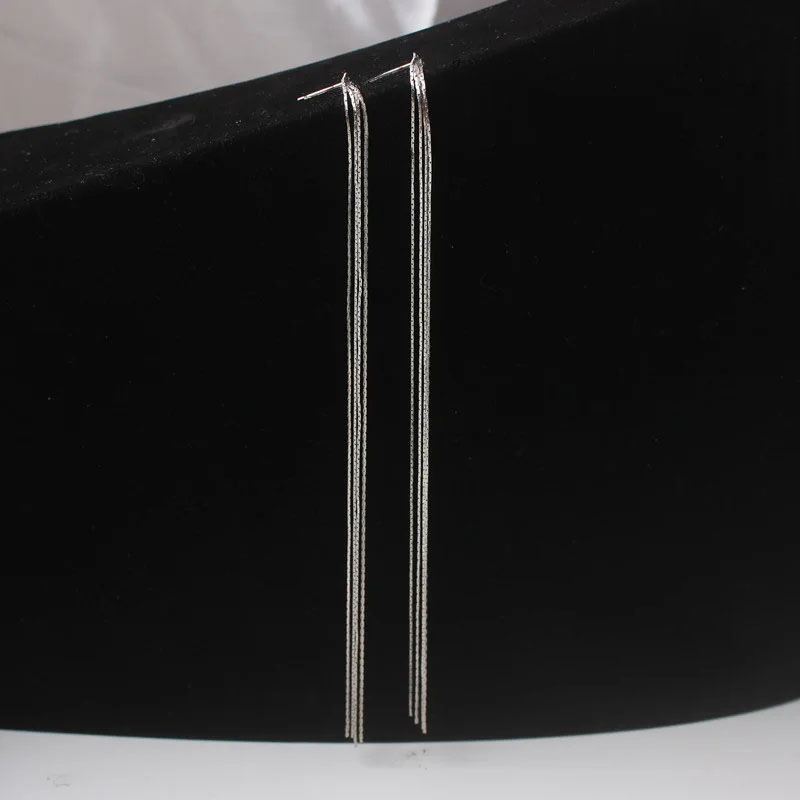 Lange overdreven kwast oorbellen voor vrouwen zilveren kleur metalen ketting Dangle Oorbellen elegante partij oordecoratie boucle