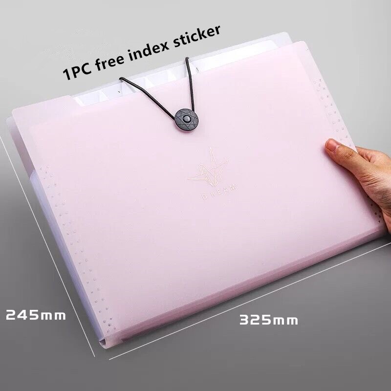 MINKYS Waterproof 12 Layers A4 Expanding File Folder Organizer Bag Briefcase Free Index Label School Office Stationery: pink