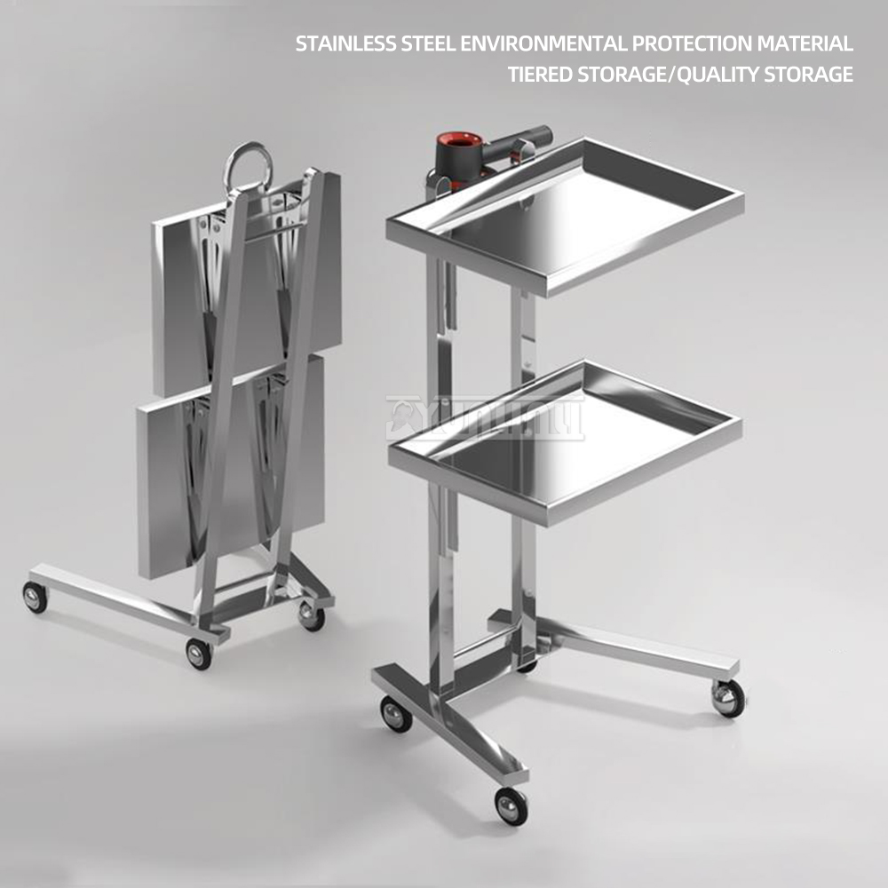 Ss304 Schoonheidssalon Mobiele Kar Opvouwbare Haarwagen Met Wielen Salon Opslag Multifunctionele Trolley Kar Voor Keuken Badkamer Spa