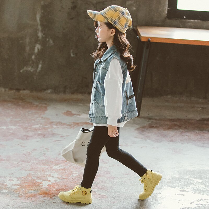Jeans gilet per bambini ragazze moda 2020 primavera Denim giacche senza maniche bel cappello stampa capispalla abbigliamento cappotti per adolescenti 12y