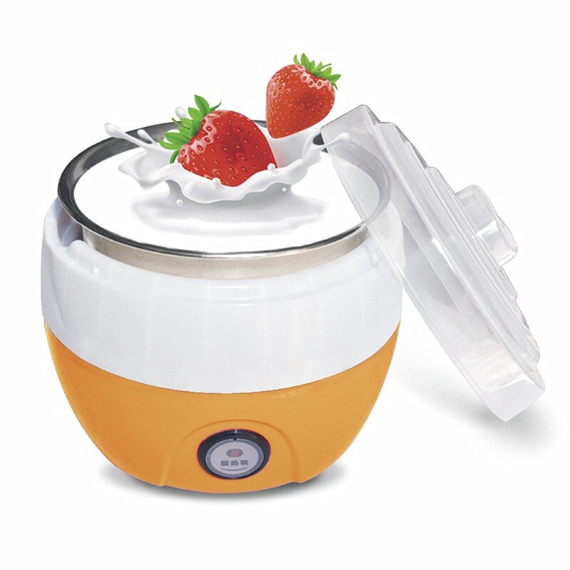 Máquina eléctrica para hacer Yogurt de acero inoxidable, utensilio de cocina para hacer Yogurt de 220V, herramienta de cocina para hacer Yogurt, Natto, EU/AU/UK/US: orange