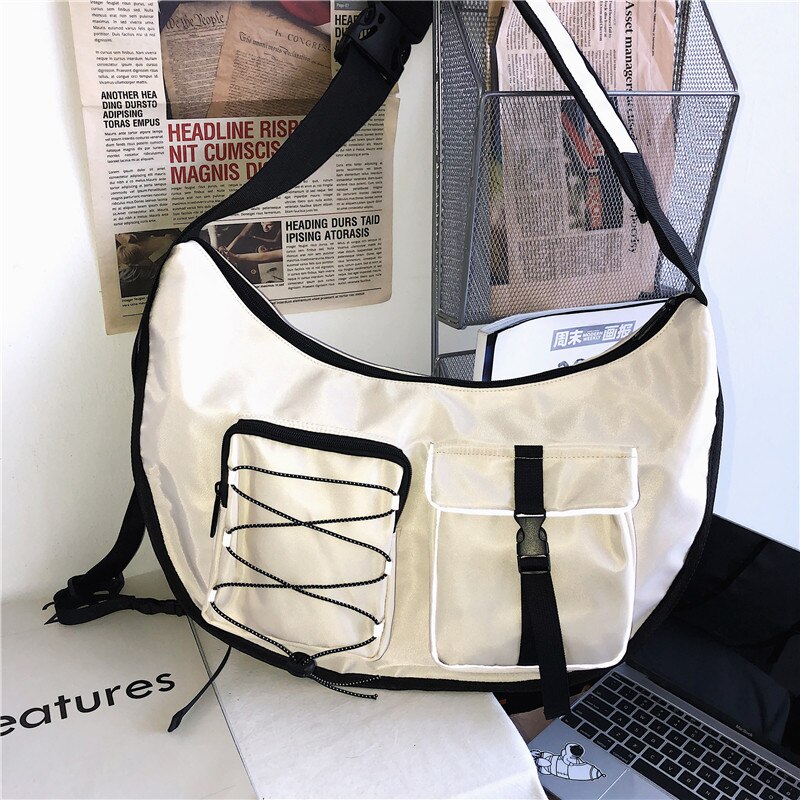 Paar Messenger Bag Ins Brand Functionele Wind Schoudertas Meisjes Sport Satchel Casual Alle-Wedstrijd Messenger Bag: WHITE