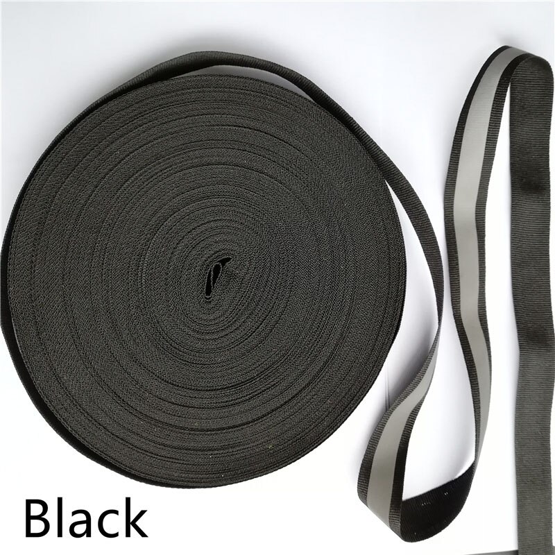 Cinta reflectante fluorescente para coser en ropa, accesorio de 20mm x 10mm x 50 yardas: black