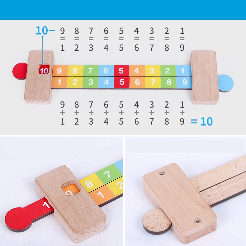 Monterssori pædagogisk legetøj til børn babyuddannelse 1-10 tilføjelse lineal digital operation tæller beregning matematisk legetøj