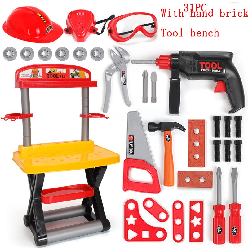 Kinderen Speelgoed Elektrische Boren Tool Speelgoed Toolbox Set Simulatie Boor Schroevendraaier Reparatie Tool Kit Huis Spelen Speelgoed Voor Kinderen: C