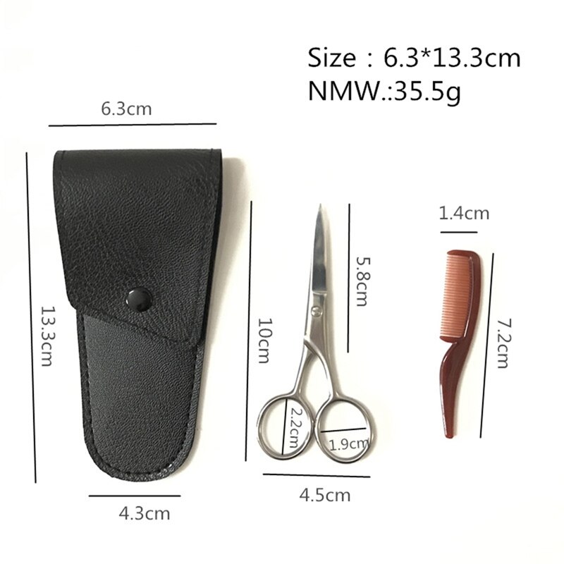 Snor Wenkbrauw Trimmer Mannen Baard Schaar Rvs Shear Cutter Care Medeplichtige Schaar Kam Kit