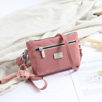 Kedanison Nylon Waterdichte Crossbody Bag Vrouwen Met Aap Ketting: Roze