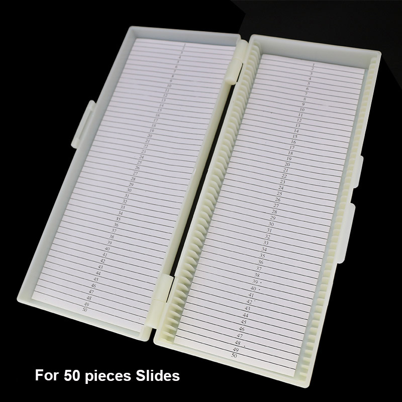 Caja deslizante para microscopio, armario de baldas, caja de rodajas patológicas para almacenamiento de 10, 25, 50 o 100 piezas: for 50 pieces