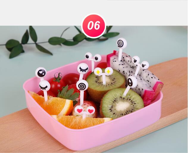 Fourchette à fruits dessin animé Animal Party Buffet Fruit Dessert nourriture Cocktail Sandwich bâton de fourchette à Sandwich fête à domicile articles de table pour enfants 1 ensemble: eye