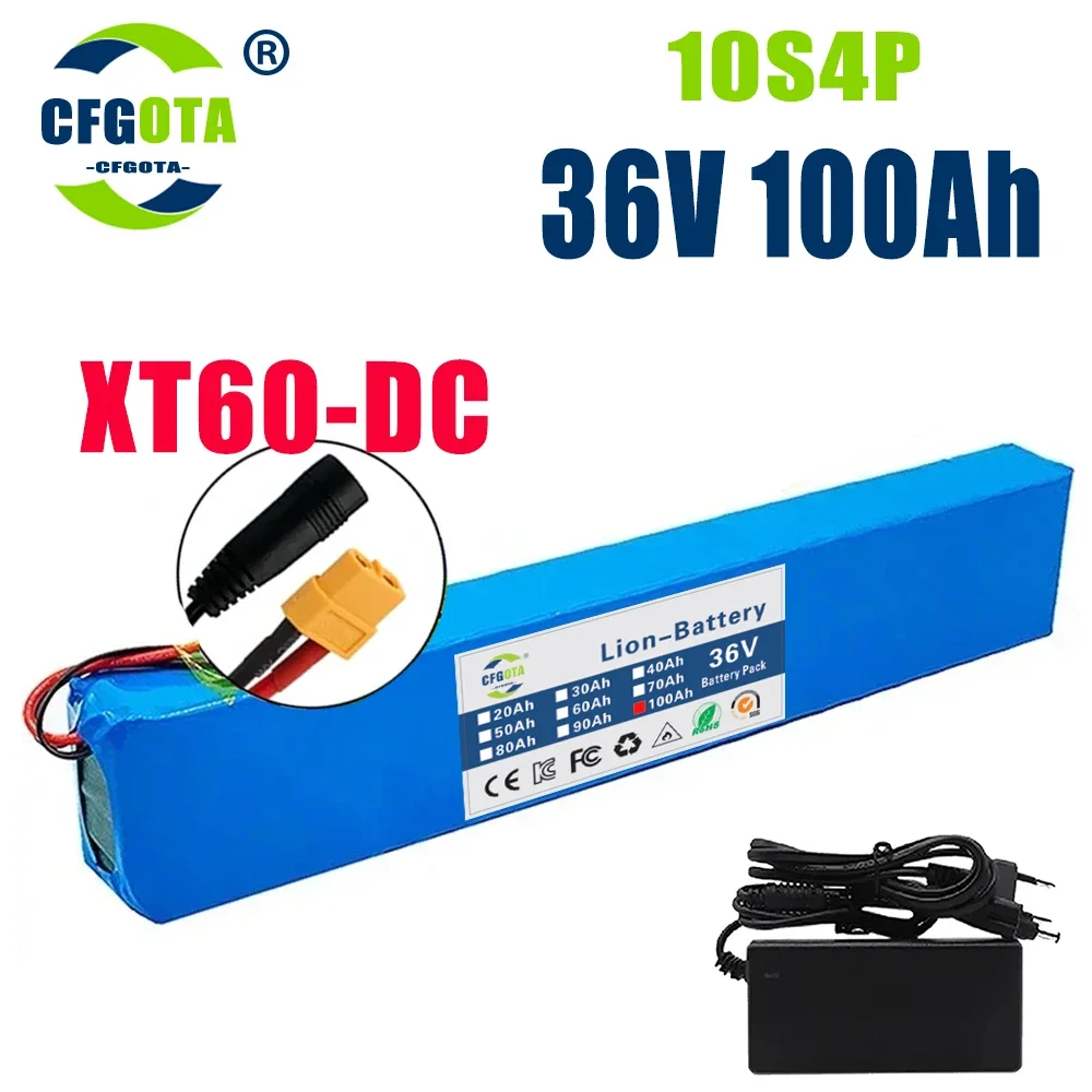18650 battery pack 10s4p 36V 100AH high power 600W, suitable for electric bicycle lithium battery with charger sales: Orange