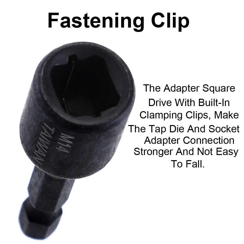 7 Stks/set Schroef Tap Socket Adapter 1/4 "Hex Shank Vierkante Driver Draad Tap Adapter Voor M4 M5 M6 M8 m10 M12 M14 Machine Tap Gereedschap
