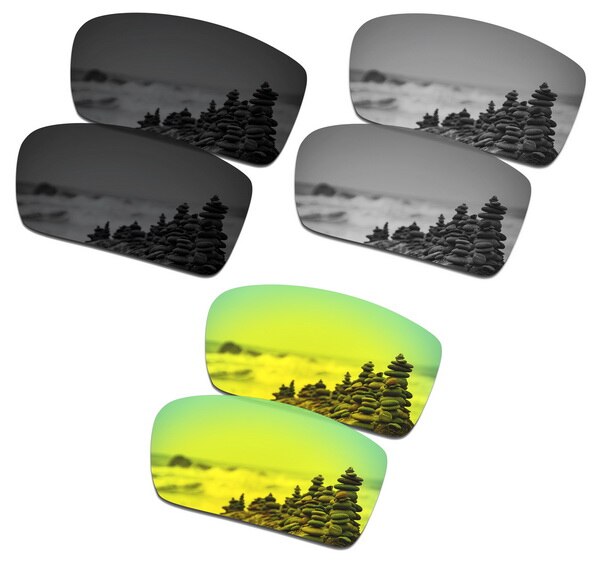 Smartvlt 3 par polariserede solbriller erstatningsglas til oakley gascan stealth sort og sølv titanium og 24k guld: Default Title