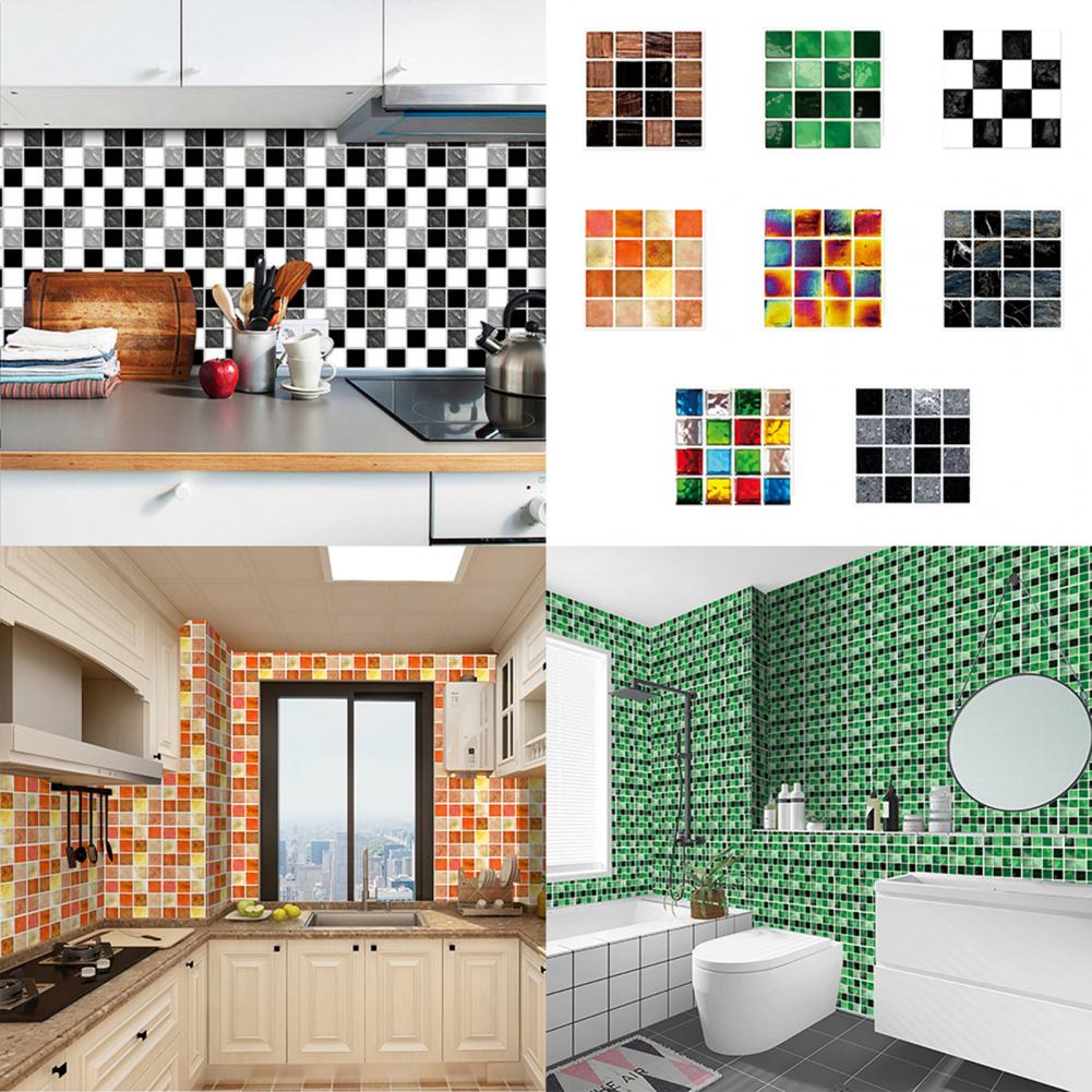 10Pcs/Set Stylish Wall Decals Removable Eco-Friendly Scratch-Resistant 3D Mosaic Wall Decals