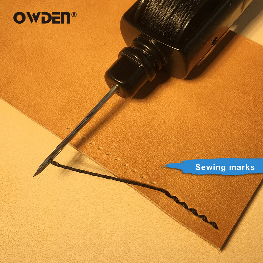 OWDEN-punzón de costura de cuero, herramienta con hilo de coser y aguja para Zapatero, punzón rápido, Kit de costura de cuero