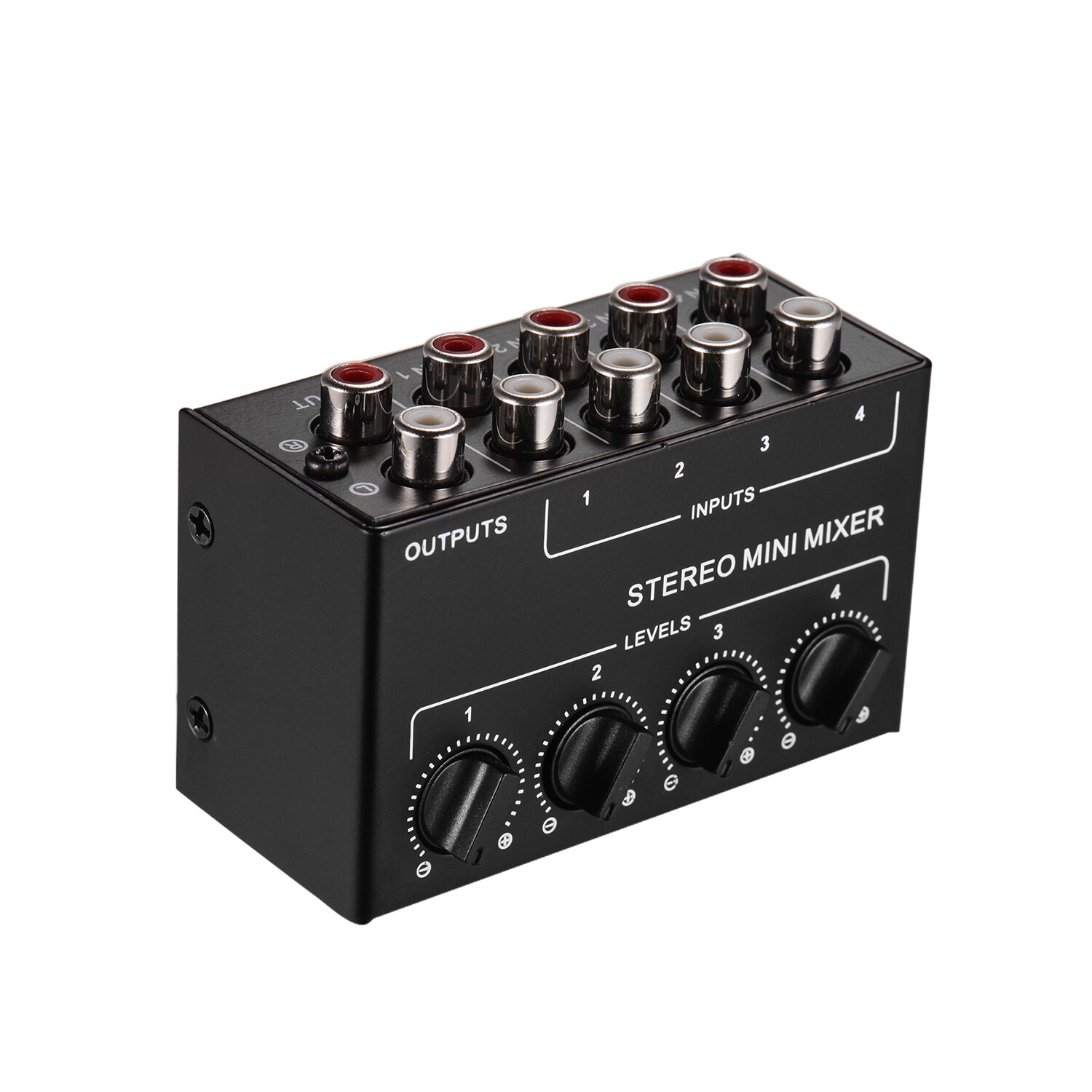 CX400 Mini Stereo Audio Mixer 4-Channel RCA Iputs Separate Volume Controls Portable Mixer Stereo Dispenser for Live and Studio