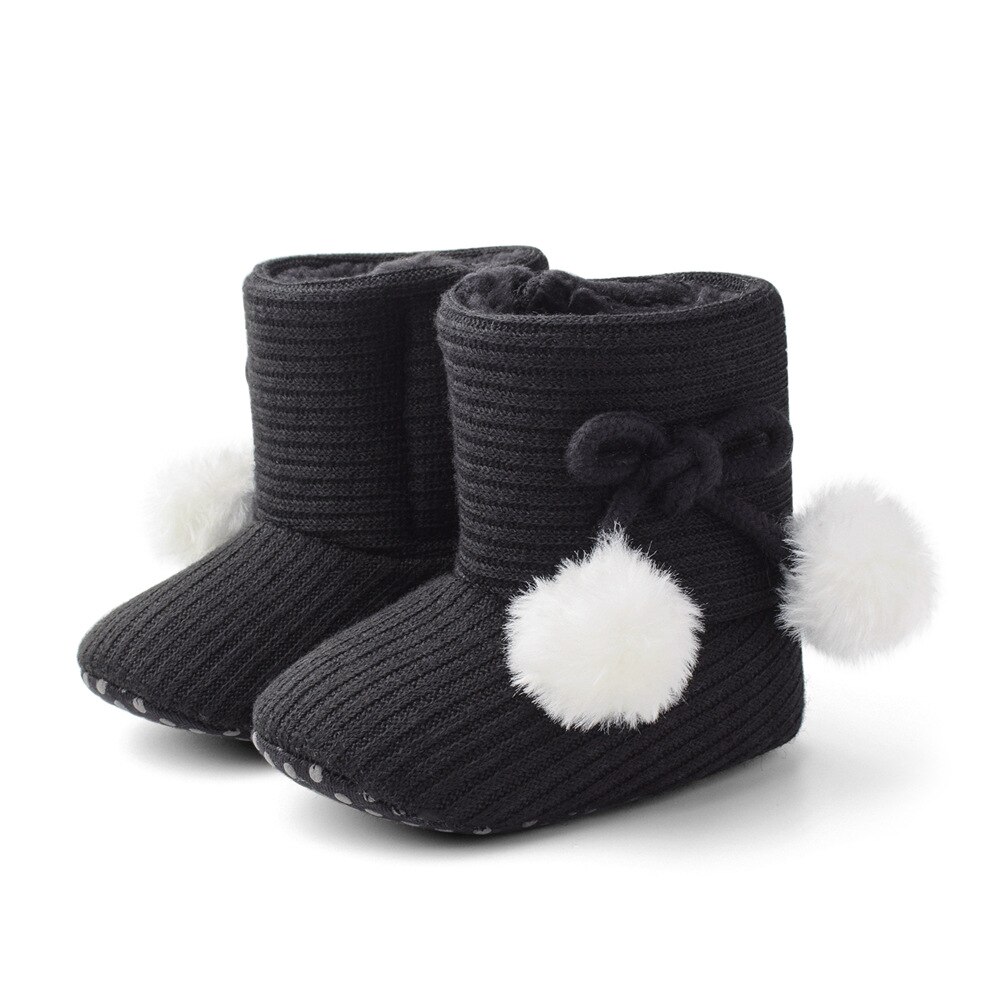 Kruleepo Herfst Winter Bal Top Baby Meisje Warme Schoenen Kinderen Jongen Verdikte Katoen Laarzen Kids Babyschoenen: Black / 13-18 months