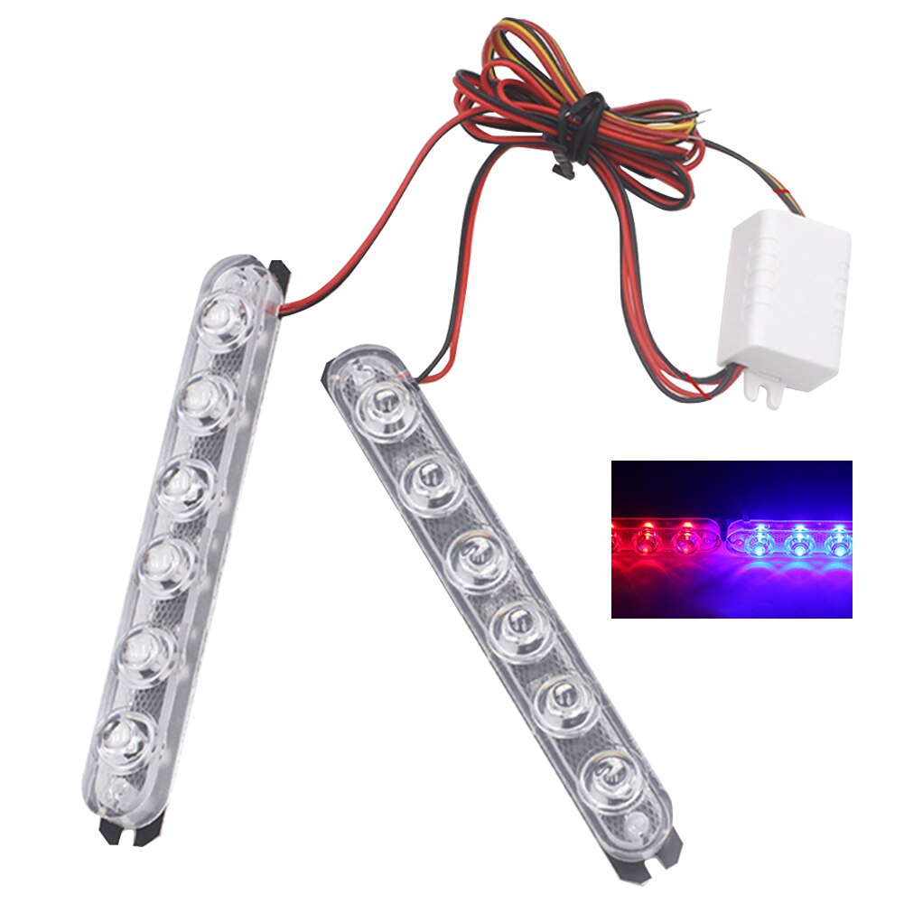 Lumière stroboscopique de Police 2 pièces/ensemble LED 5/6, feux d&#39;avertissement d&#39;urgence pour voiture, camion, moto, 4 Styles, feu d&#39;arrêt de frein arrière: 6 Lights Red Blue