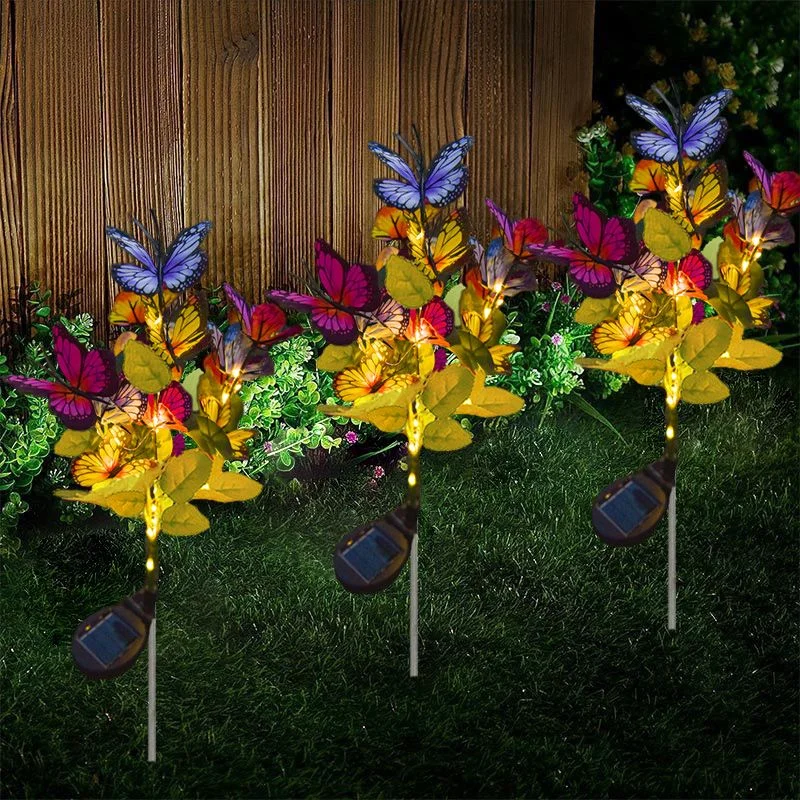 Garden Summer Landscape Lighting Outdoor Solar Light Camping Wedding Party Decor Lawn Lamp LED Simulation Butterfly Sunflower