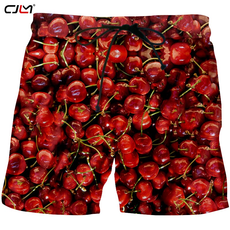 Cjlm personality 3d fuld printet mand røde kirsebær shorts sjovt unisex tøj herre lækre frugt shorts