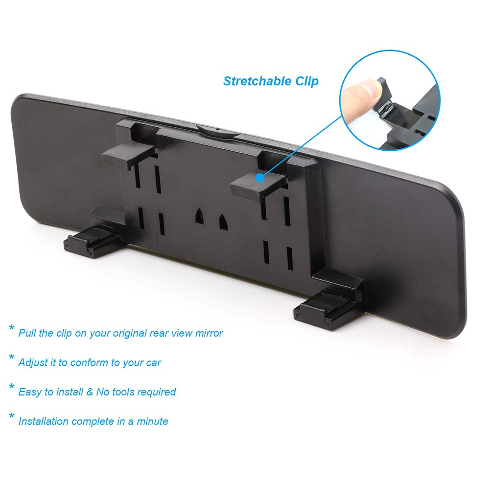 Universal 300mm Car Wide-Angle Rear-View Mirror With Wide Convex Shape Sandwiched On Rear-View Transparent Mirror