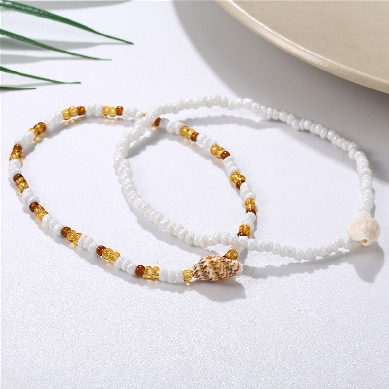 Boho schelp schelp touw enkelbandjes voor vrouwen delicate schelp bedel enkelband strand blote voeten armband enkel been ketting voet enkelbandjes sieraden