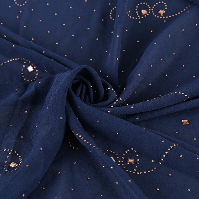 en promo | Promo! Foulard musulman en mousseline de soie pour femmes | Écharpe supérieure avec des strass et des diamants scintillants, écharpe longue et châle, foulard de style islamique malaisien