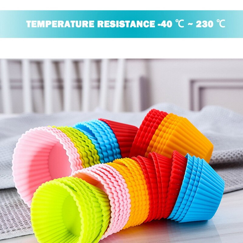 12 pièces/ensemble cuisson tasse Liner cuisson moules forme ronde Silicone Cupcake moule fabricant moule plateau bricolage gâteau décoration outils