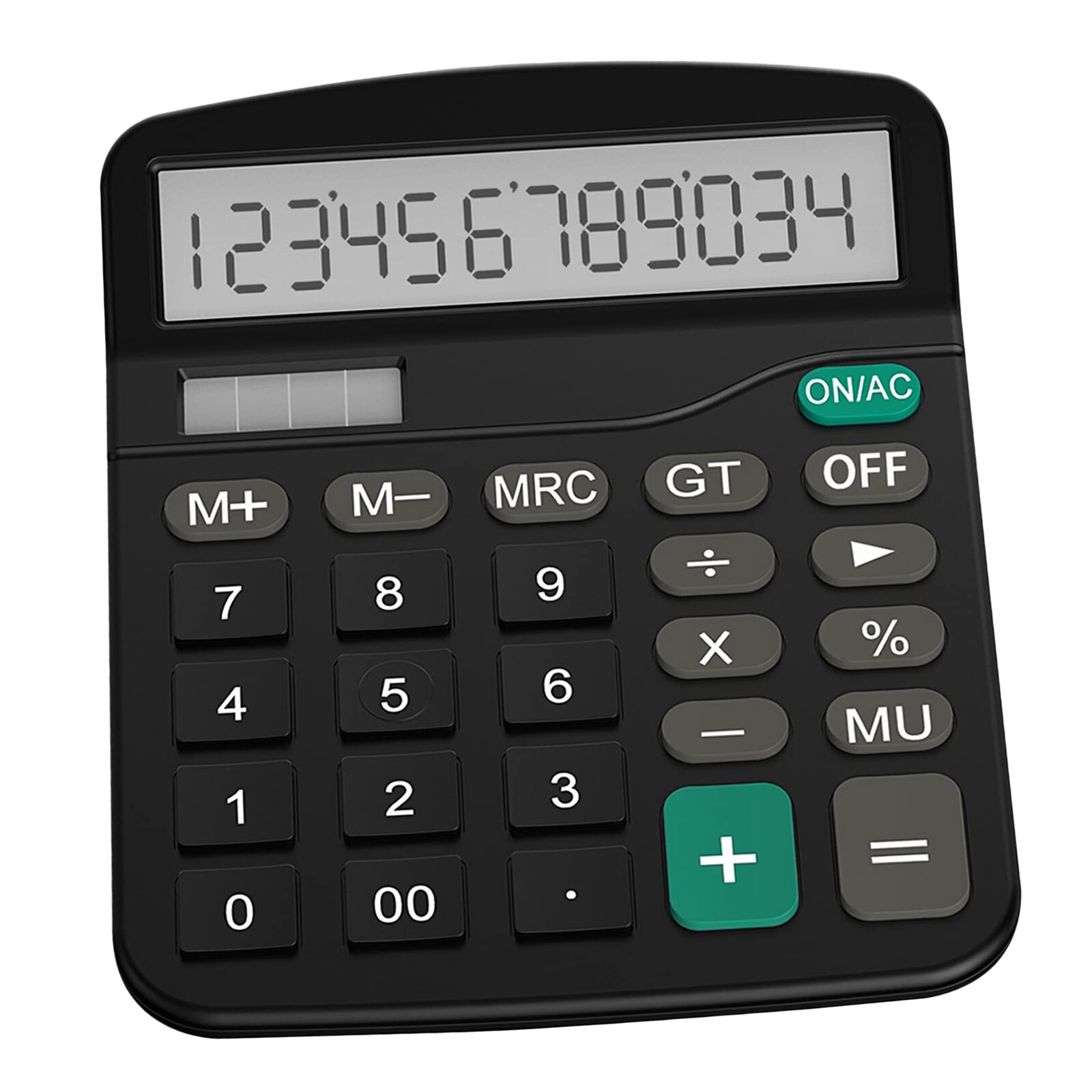 Office Handheld Desktop Calculator Dual Solar Power Business Accounts Pink: Black