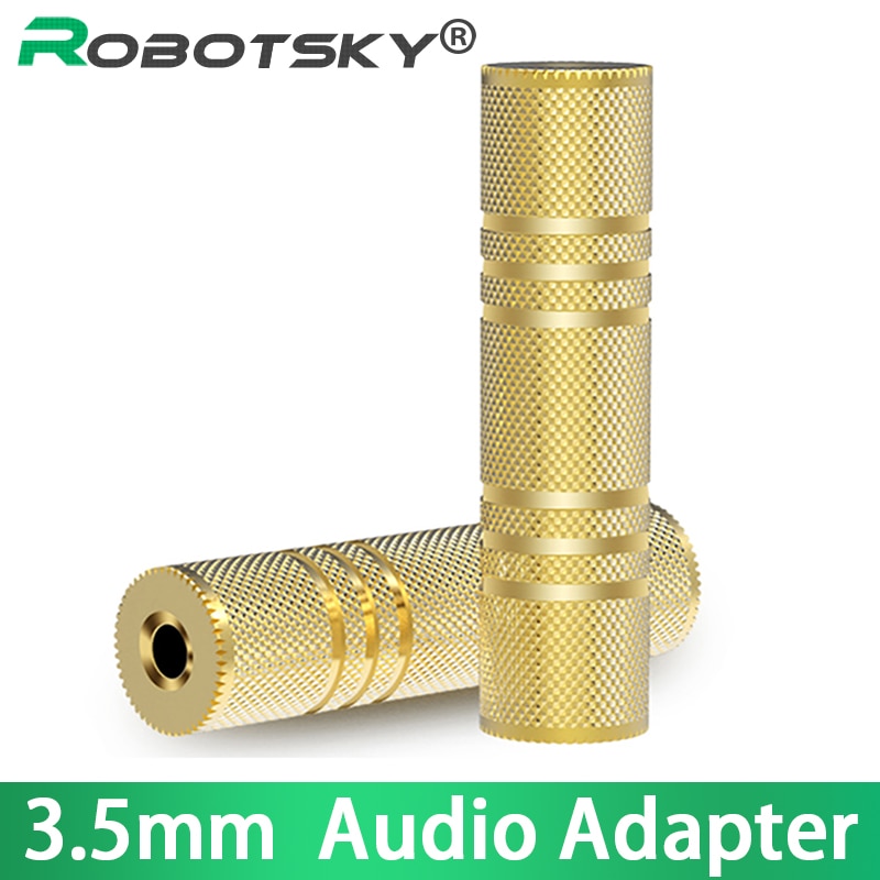 Robotsky 3.5 Mm Audio Adapter Vrouwelijke Aan Vrouwelijke Vergulde 3.5 Mm Audio Verlengkabel Voor Telefoon Oortelefoon Sound Headset