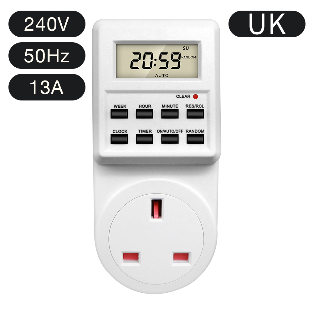 Digitale elektronische tijdschakelaar stopcontact kookwekker stopcontact 24-uurs programmeerbare timing stopcontact EU UK AU US BR FR IT TH-stekker: Goud