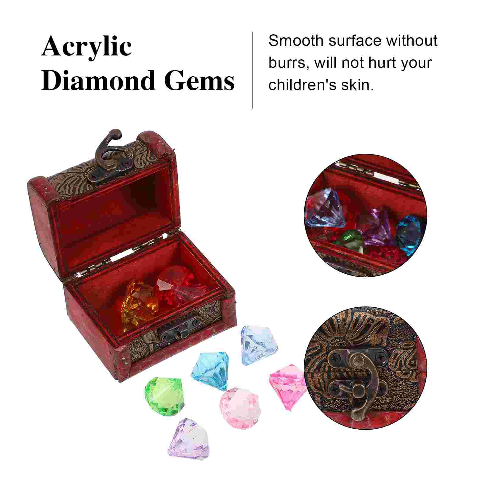 1 Set Pirate Treasure Chest with Gemstones Acrylic Diamond Gems Treasure Box
