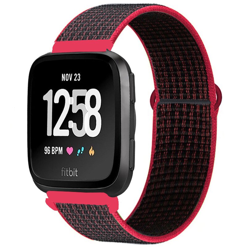 Strap for Fitbit Versa 2 band correa Smart watch replacment Watchband Nylon Sport Loop Bracelet correa Fitbit Versa 2 band: red black